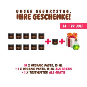 GEBURTSTAG SET: 10 Organic Paste 15ml + 1 ALS GRATIS + Testmuster ALS GRATIS