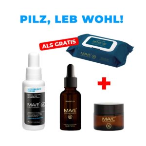 MAVE - PILZ, LEB WOHL! SET: 1 Stk Mycoblock Serum 40ml, 1 Stk Organic Oil 30ml, 1 Stk Organic Paste 15ml, 1 Stk Mizellen Tücher